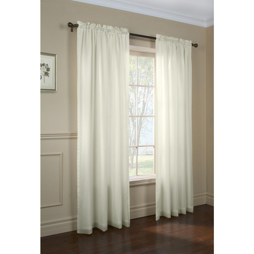 Rhapsody Lined Rod Pocket Curtain Panel Window Dressing 54 x 63 in Ivory. Picture 1