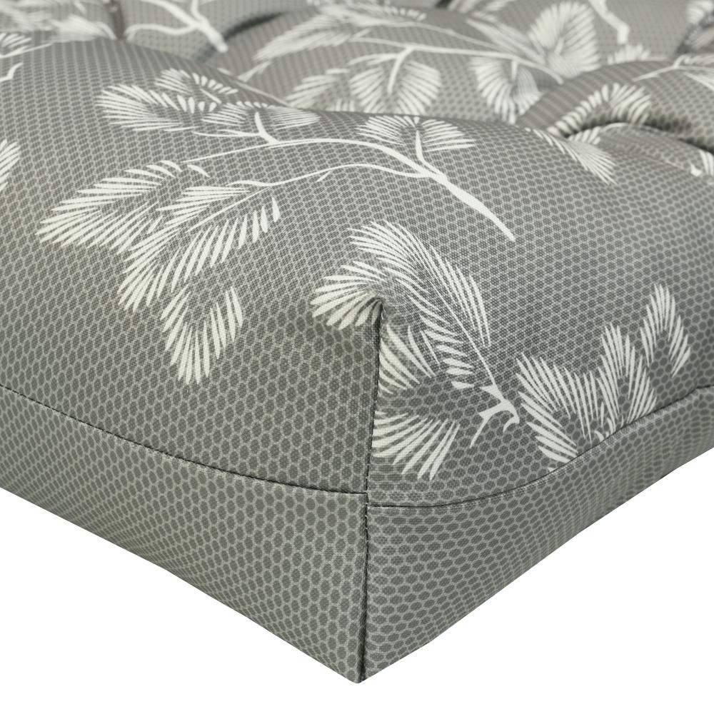 Sunny Citrus Outdoor Leaf Print Wicker Settee Cushion 44 x 19 in Grey. Picture 2