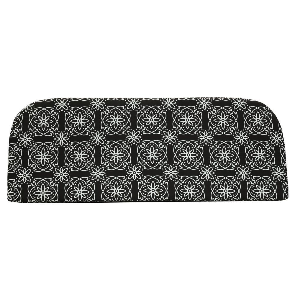 Ebony Outdoor Medallion Print Bench Seat Cushion 48 x 18 in Black. Picture 3
