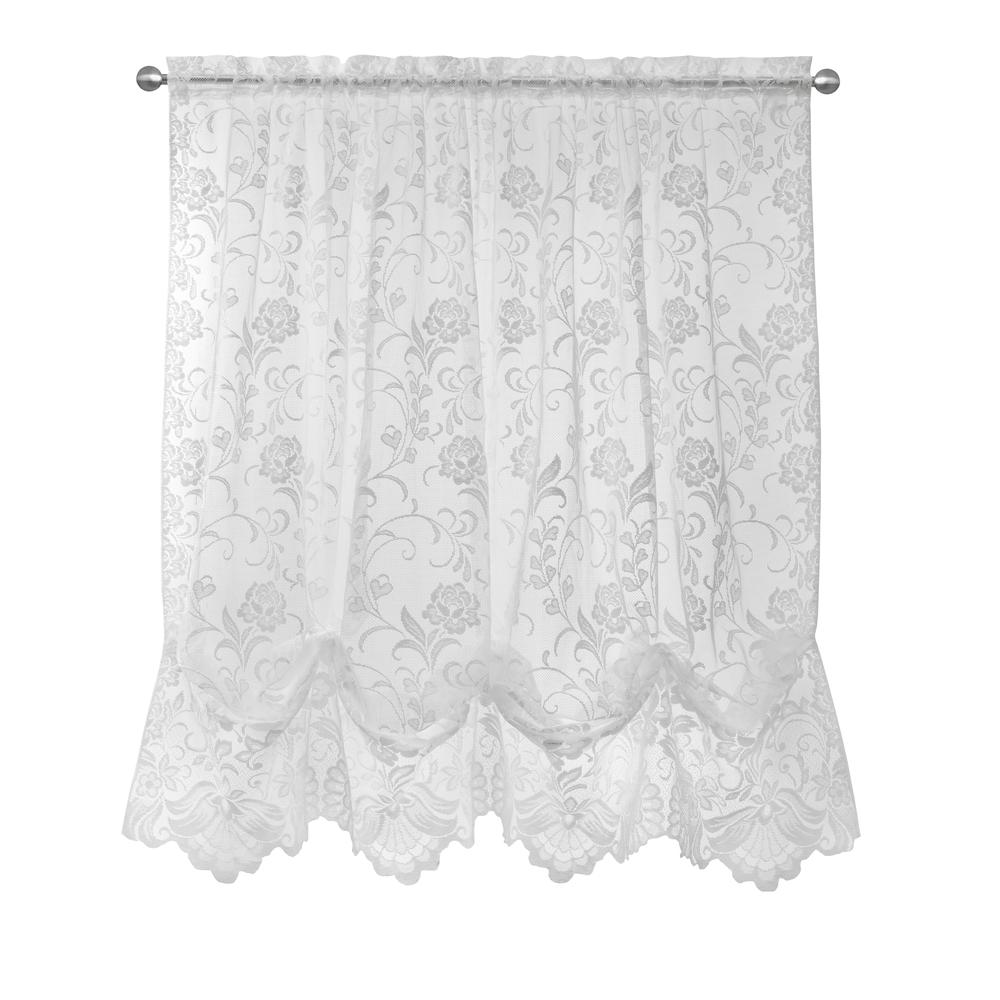 Limoges Sheer Rod Pocket Balloon Curtain 55 x 63 in White. Picture 1