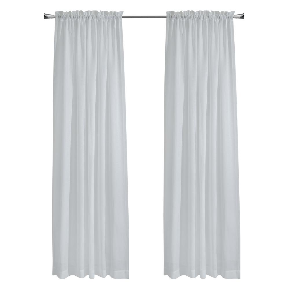 Cote d'Azure Sheer Rod Pocket Curtain Panel 56 x 95 in White. Picture 1