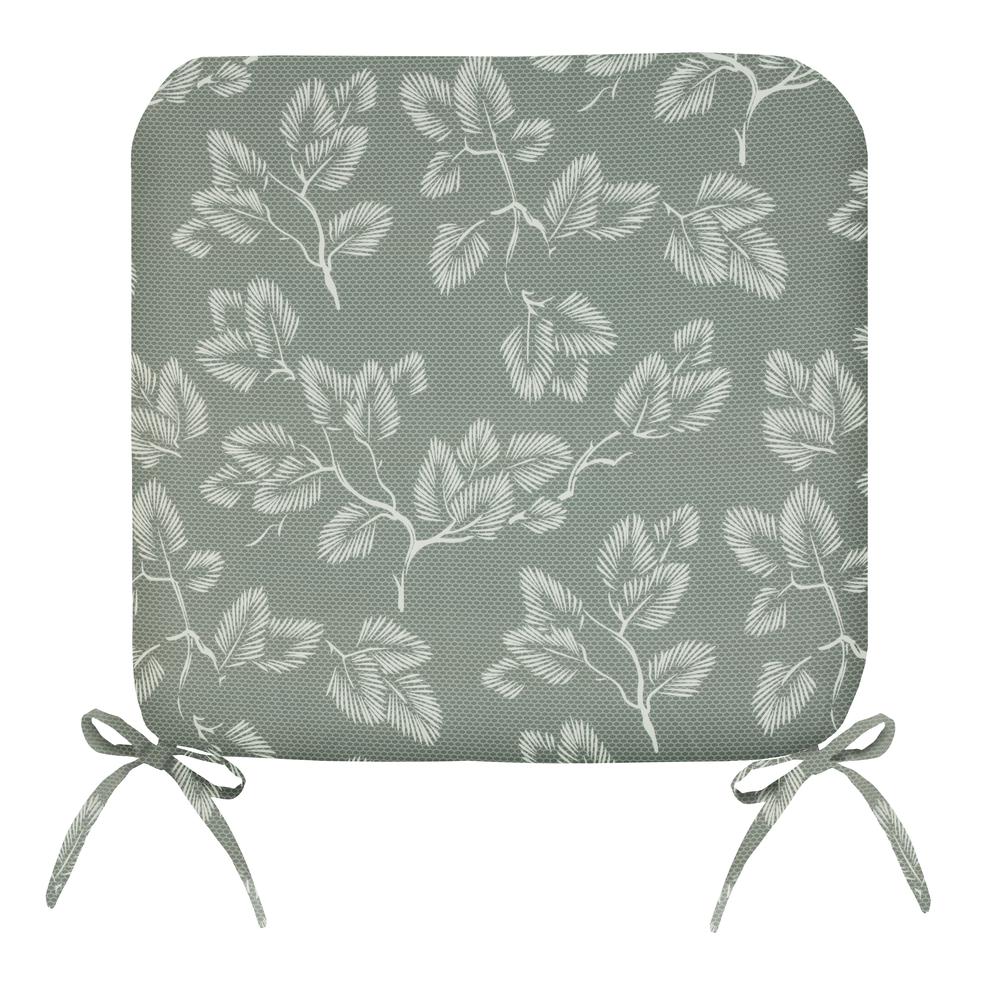Sunny Citrus Outdoor Leaf Print Arm Chair Cushion 18 x 19 in Grey. Picture 1