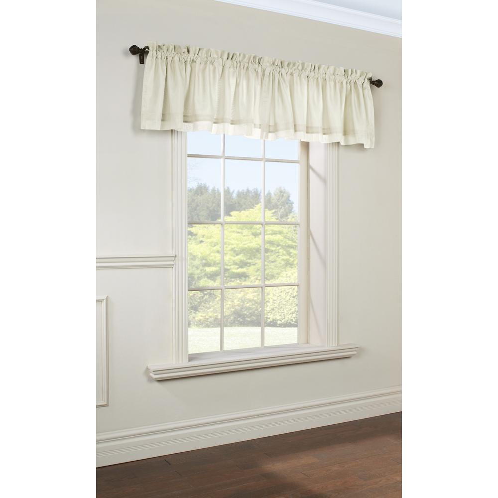 Rhapsody Lined Rod Pocket Valance Window Dressing 54 x 15 in Ivory. Picture 1