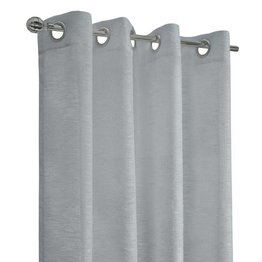 Boucle Sheer Grommet Curtain Panel 52 x 108 in Light Grey. Picture 2