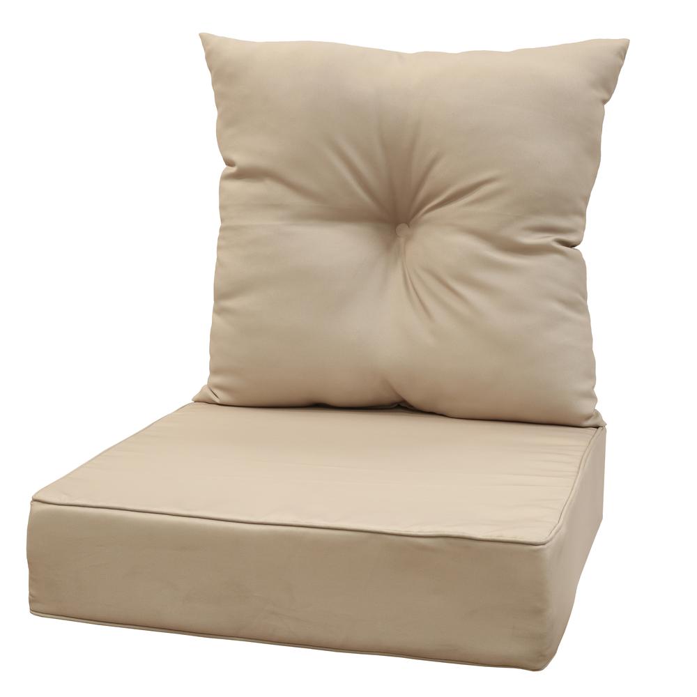 Nature Outdoor Deep Seat Cushion 24 x 24 in Solid Taupe. Picture 1