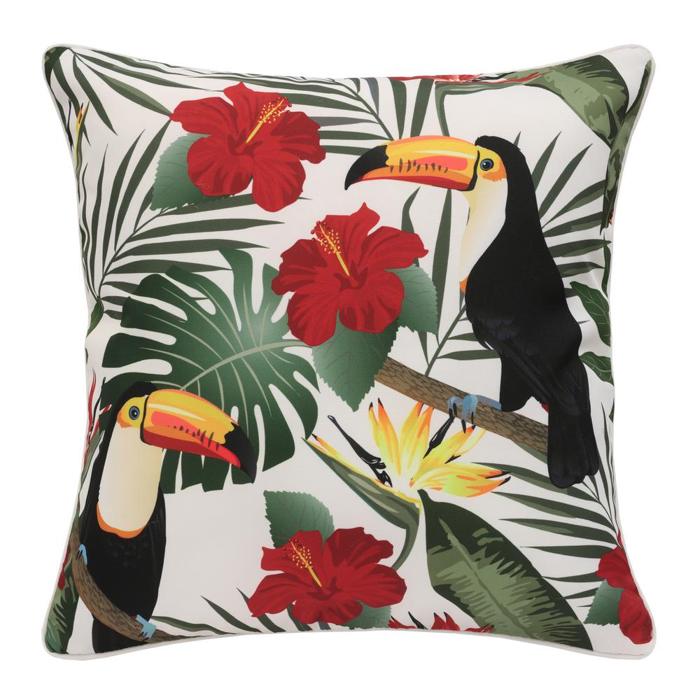 Tropicana Butterfly Outdoor Toucan Pillow 20 x 20 in Multi. Picture 1