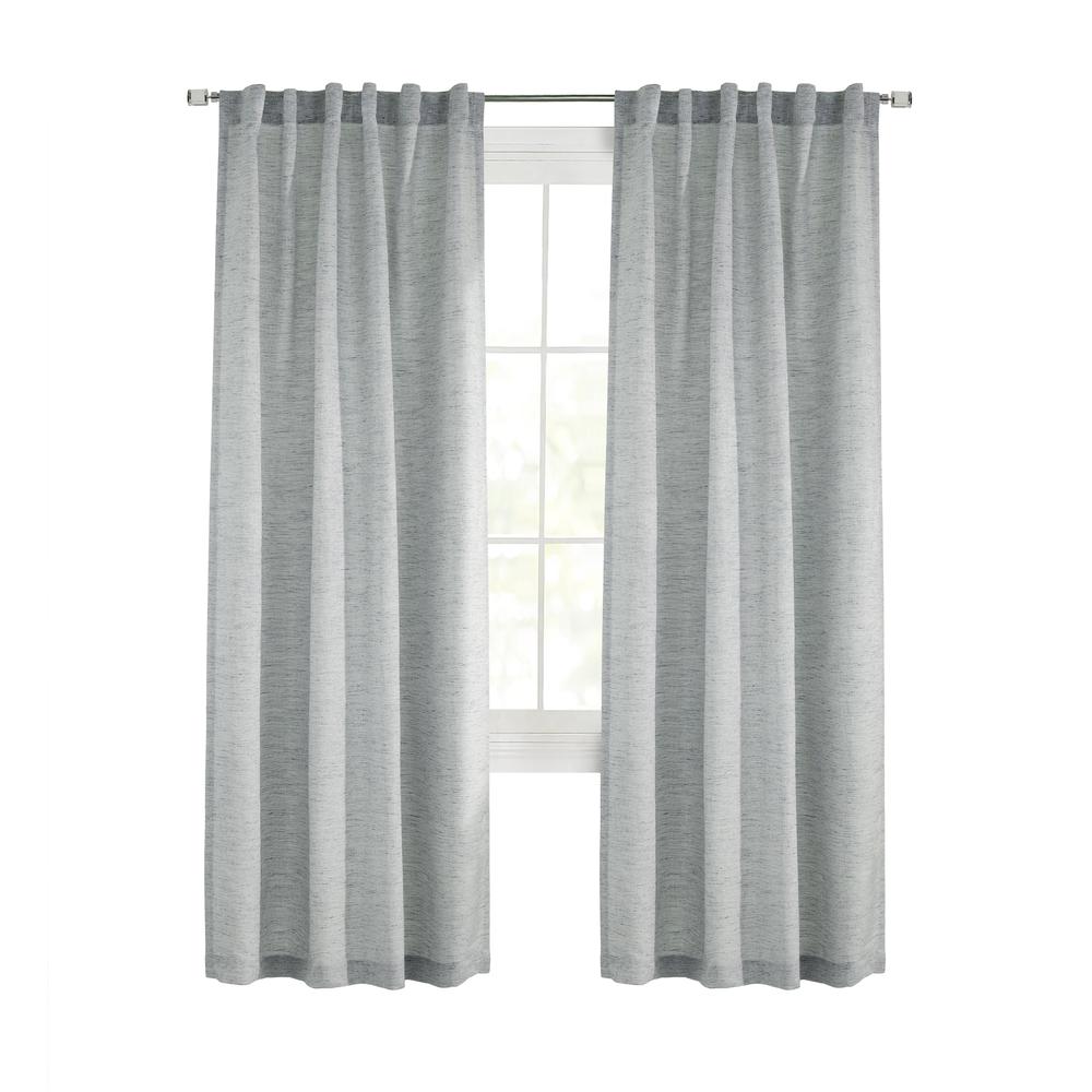 Danbury Light Filtering Dual Header Curtain Panel 52 x 84 in Blue. Picture 1