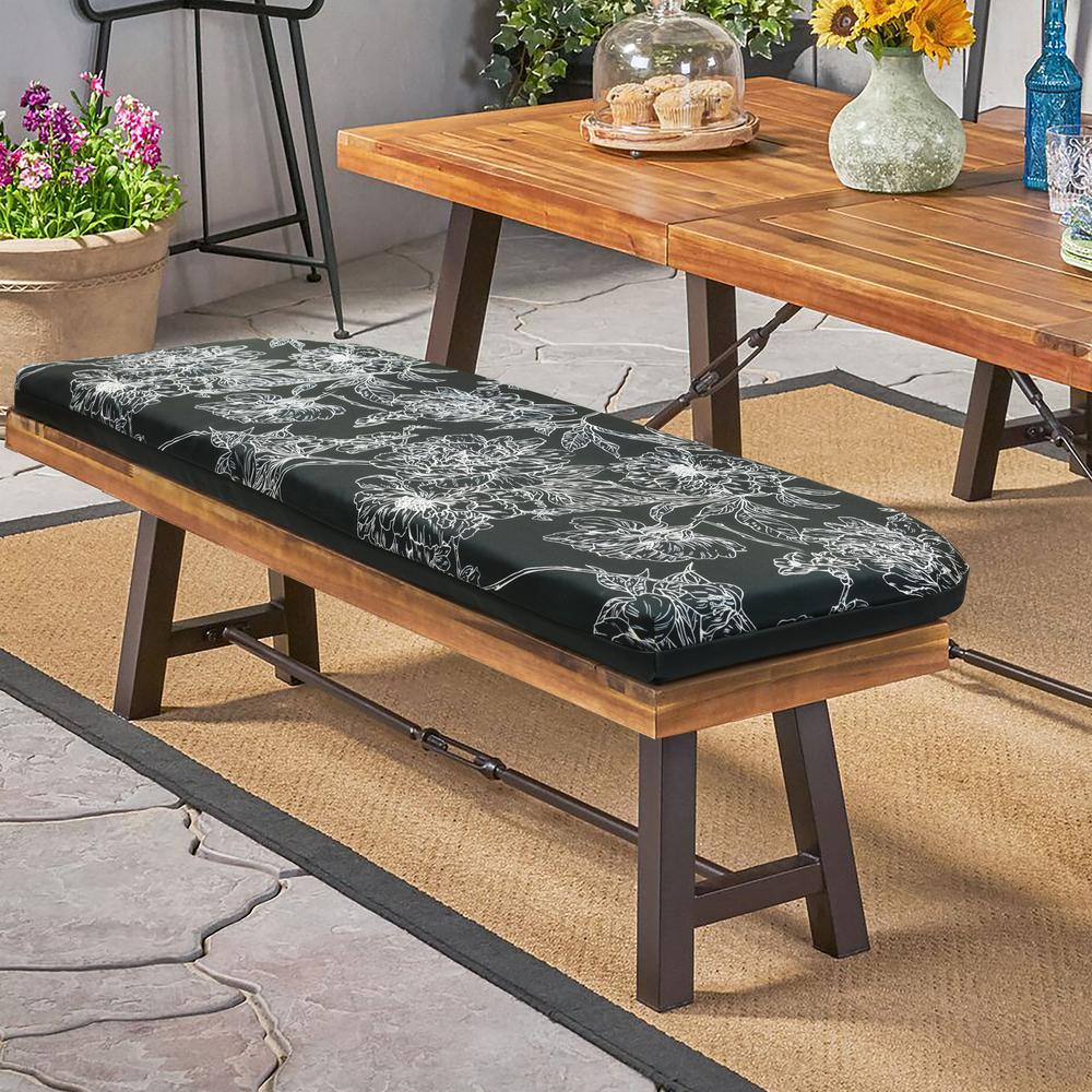Flora Bench Seat Cushion 48 x 18 in Black. Picture 1