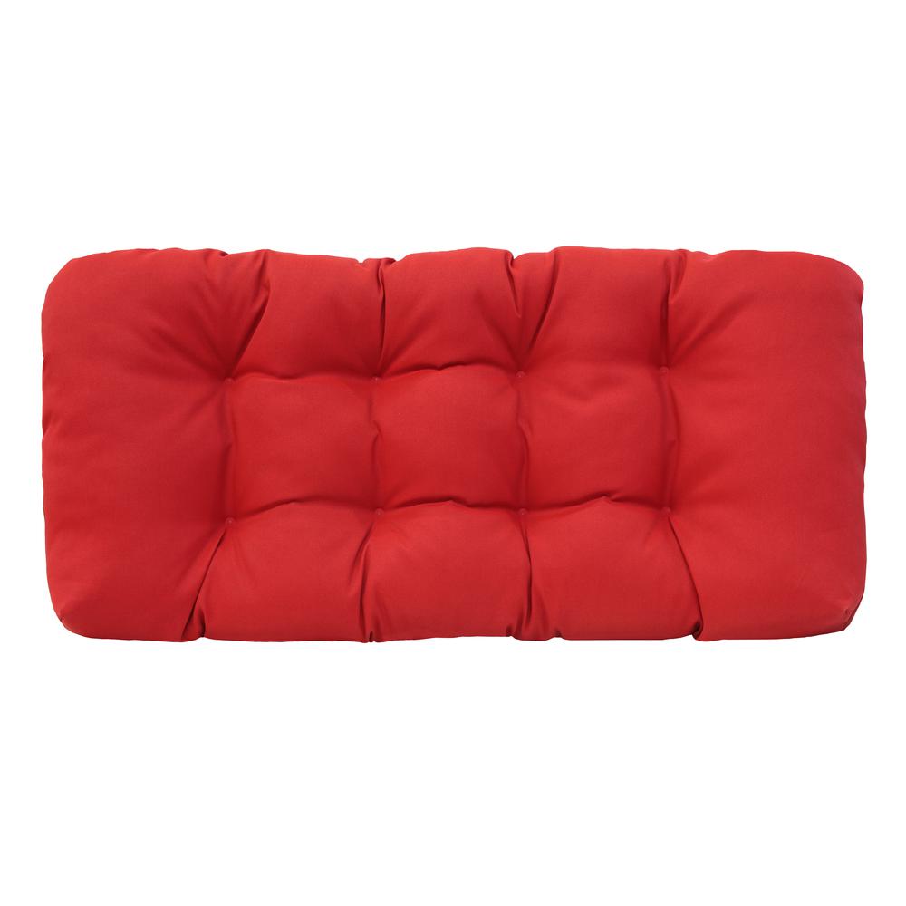 Ruby Red Outdoor Wicker Settee Cushion 44 x 19 in Solid Red. Picture 1