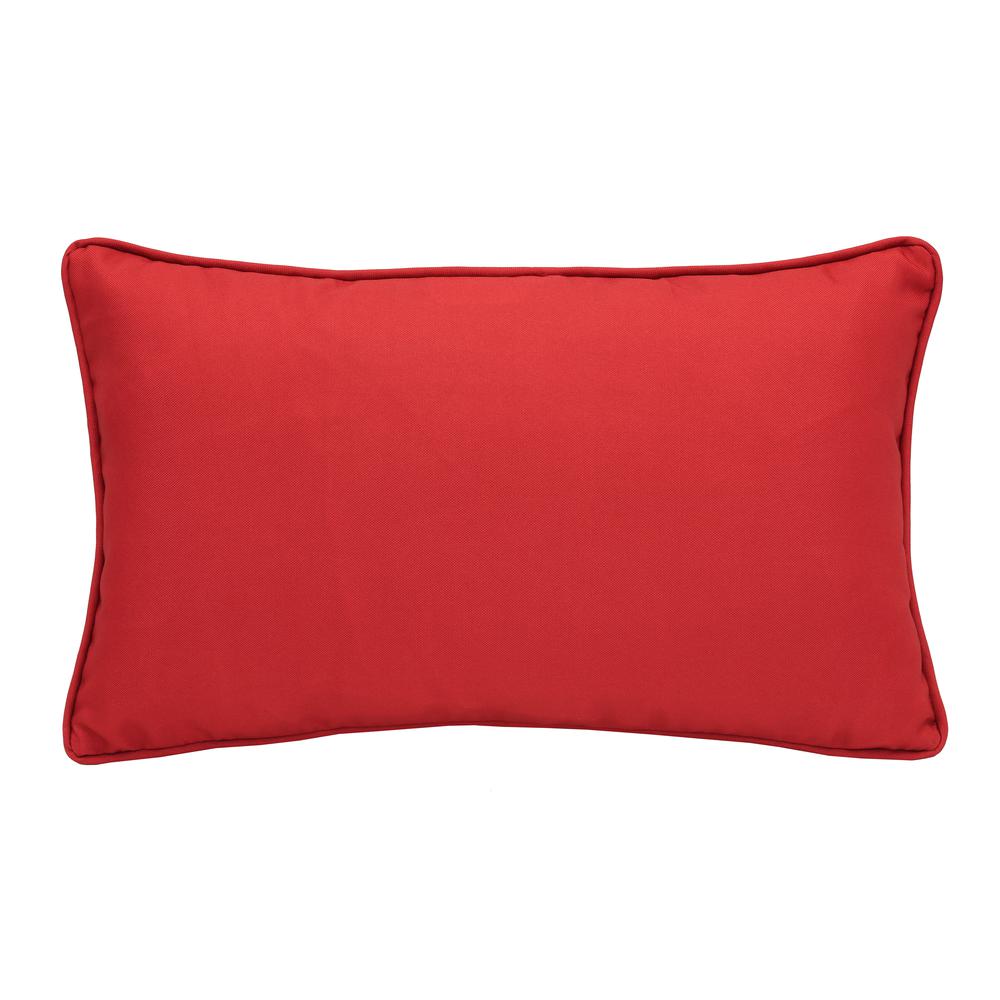 Ruby Red Lumbar Outdoor Decorative Pillow 14 x 26 in Red. Picture 3