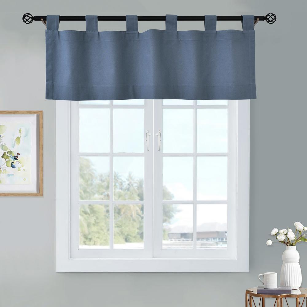 Weathermate Tab Top Valance 40 x 15 in Blue. Picture 1