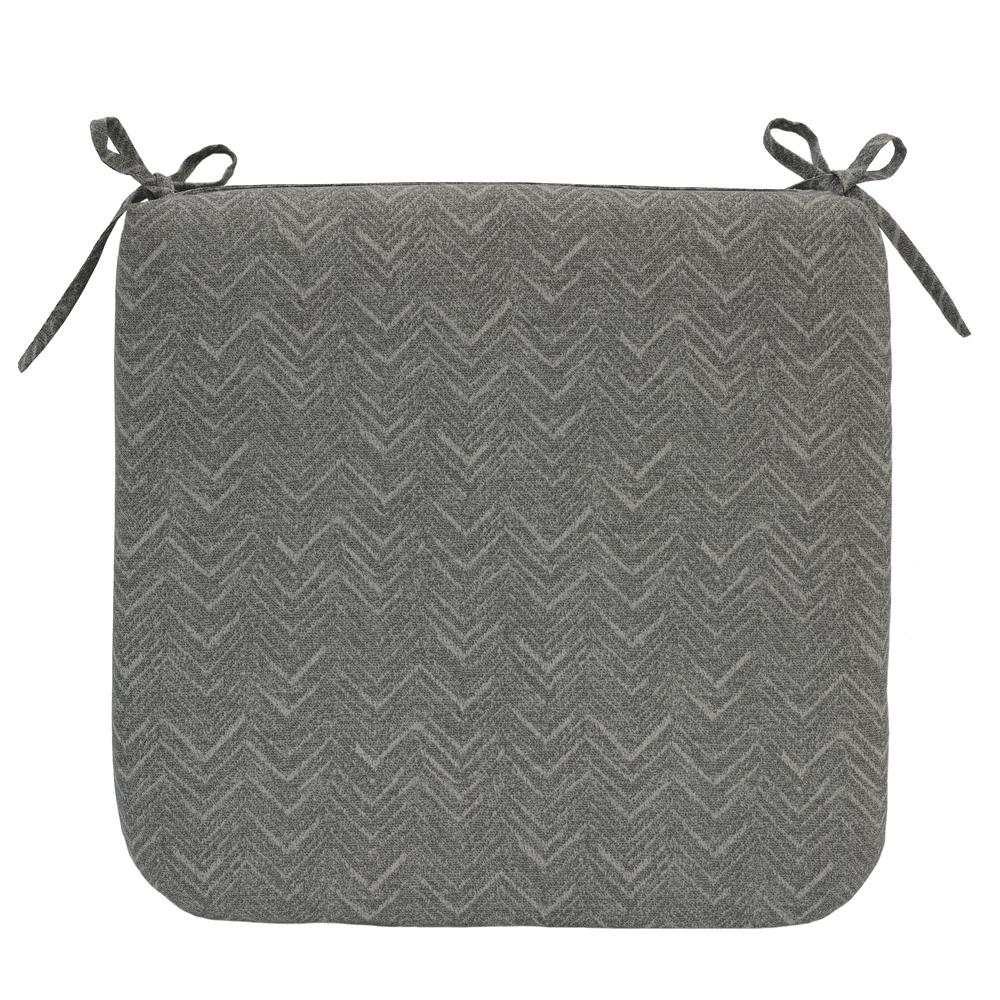 Fifty Shades of Grey Outdoor Chevron Print Seat Cushion 18 x 19 in Grey. Picture 3