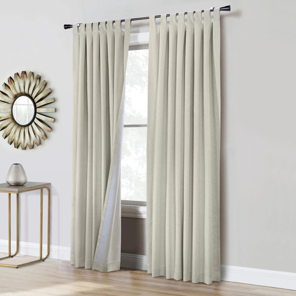 Ventura Blackout Tab Top Curtain Panel Pair each 52 x 63 in Natural. Picture 5