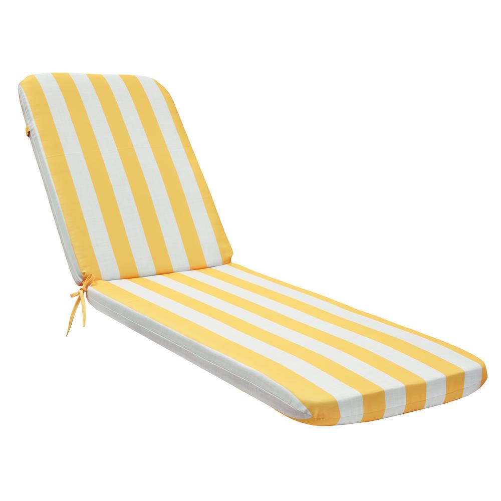 Cabana Stripe Outdoor Lounger Cushion 22 x 73 in Yellow. Picture 3