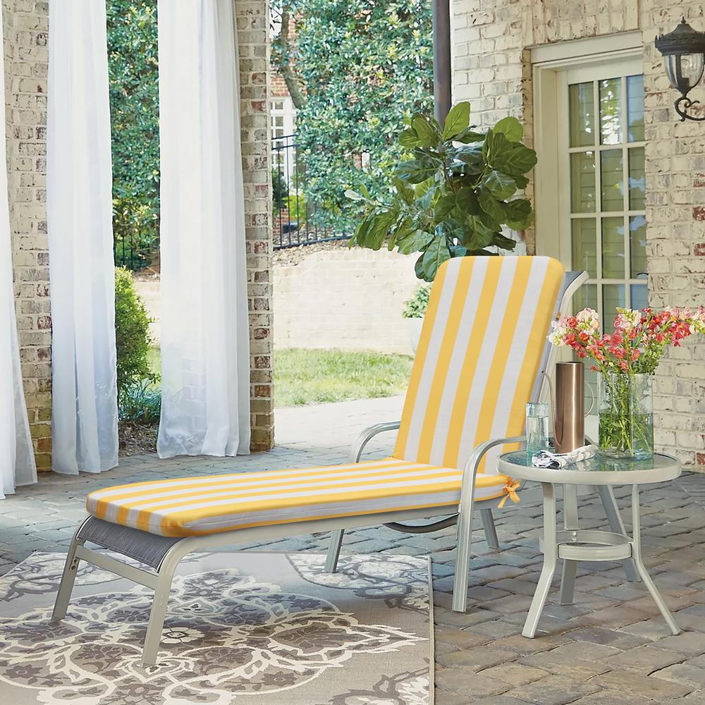 Cabana Stripe Outdoor Lounger Cushion 22 x 73 in Yellow. The main picture.