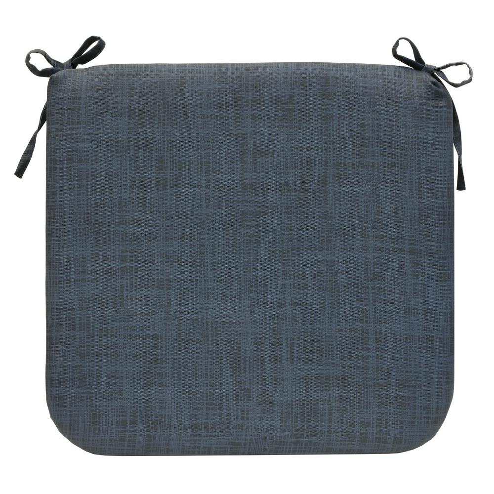 Urban Chic Solid Textured Print Outdoor Seat Cushion 18 x 19 in Navy. Picture 3
