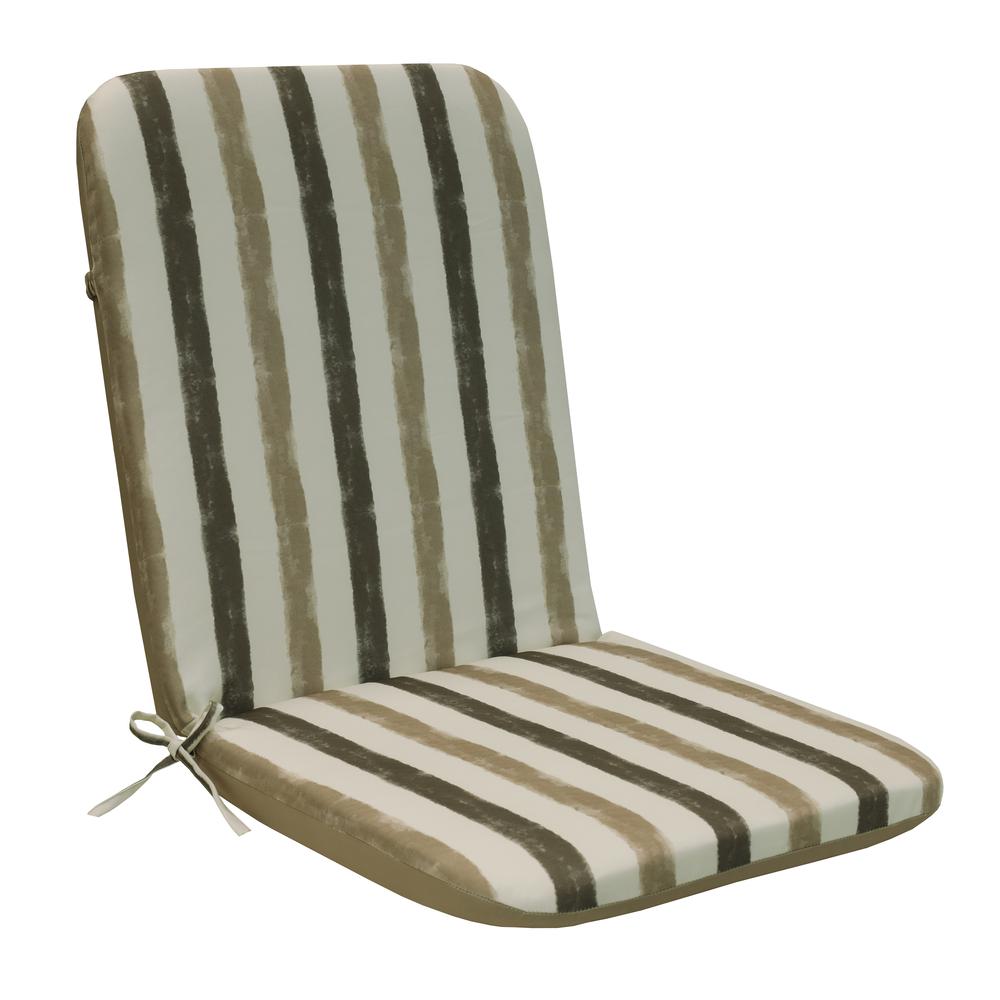 Nature Outdoor Stripe Printed High Back Cushion 22 x 44 in Taupe. Picture 1