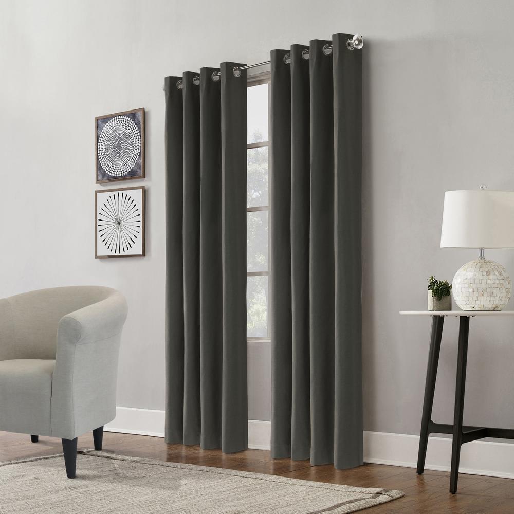 Edison Blackout Grommet Curtain Panel 52 x 108 in Charcoal. Picture 5