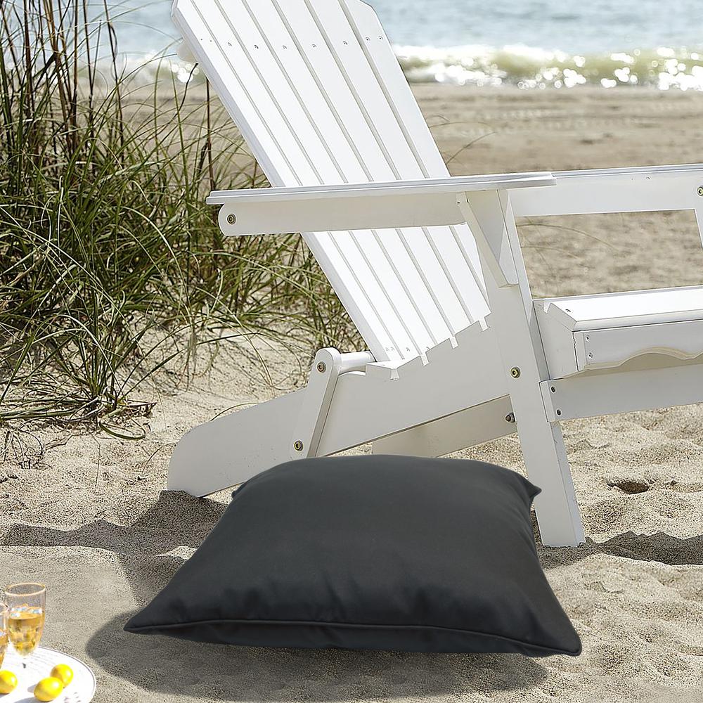 Ebony Large Outdoor Decorative Pillow 24 x 24 in Black. Picture 1