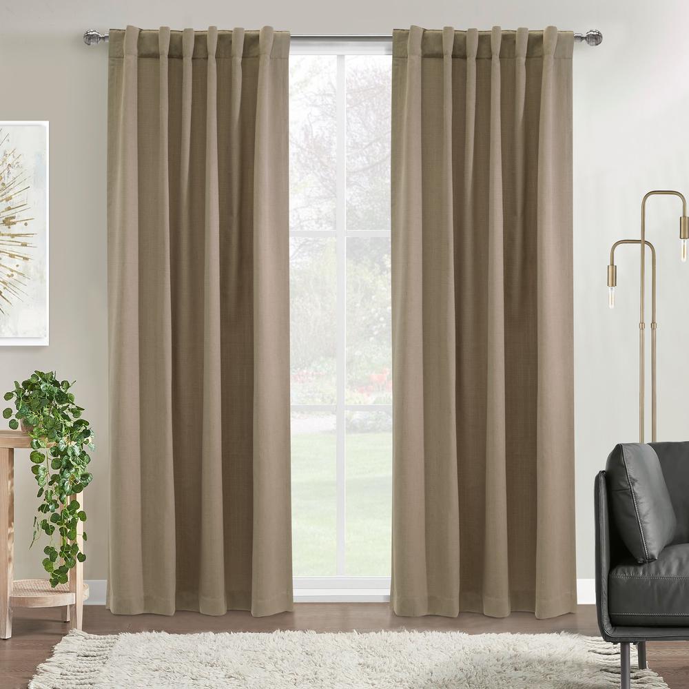 Mulberry Light Filtering Dual Header Curtain Panel 54 x 84 in Blush. Picture 5