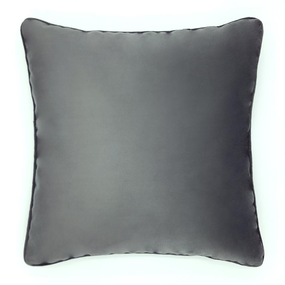 Seren Velvet Decorative Pillow 20 x 20 in Charcoal. Picture 2