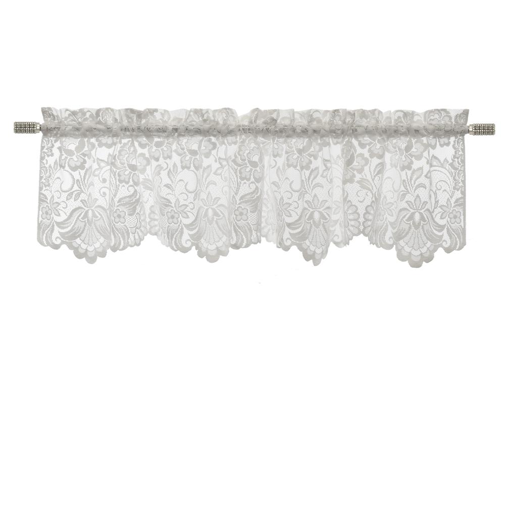 Limoges Sheer Rod Pocket Flat Valance 55 x 15 in White. Picture 1