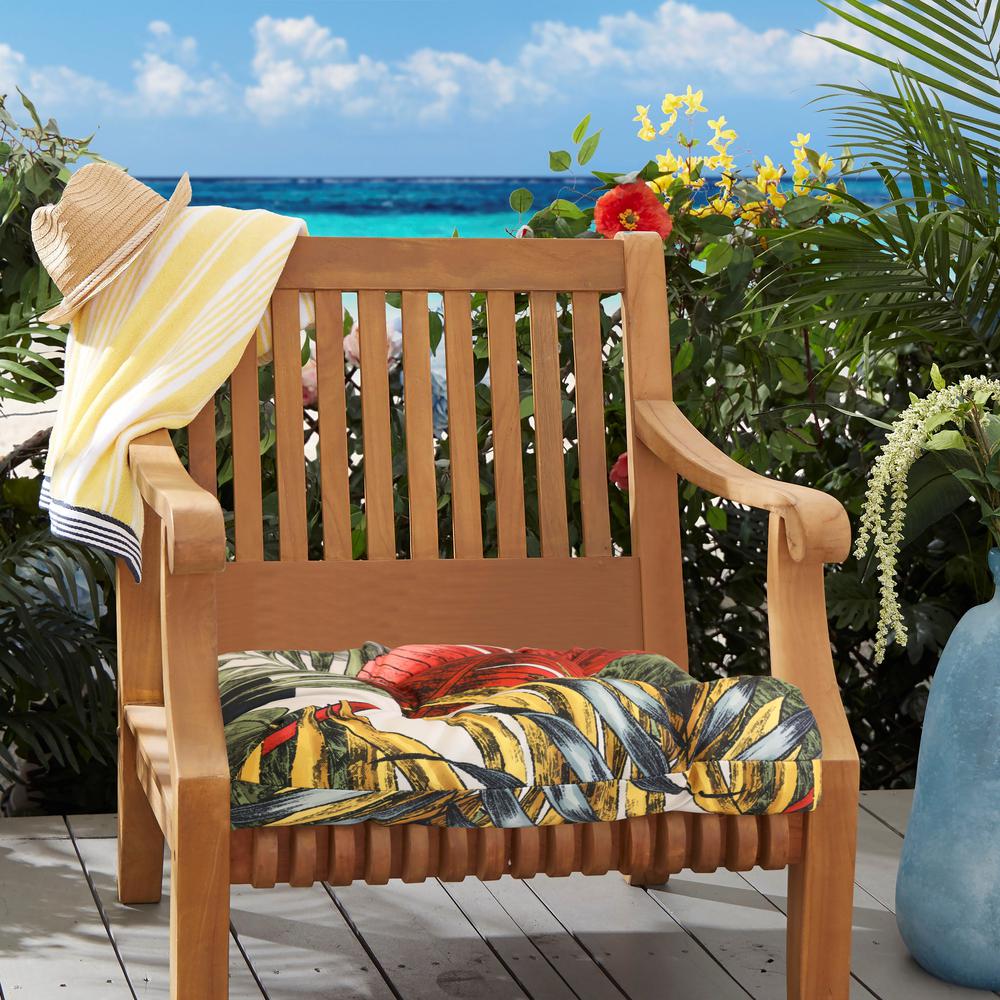 Tropicana Butterfly Outdoor Printed Settee Cushion 19 x 19 in Multi. Picture 4