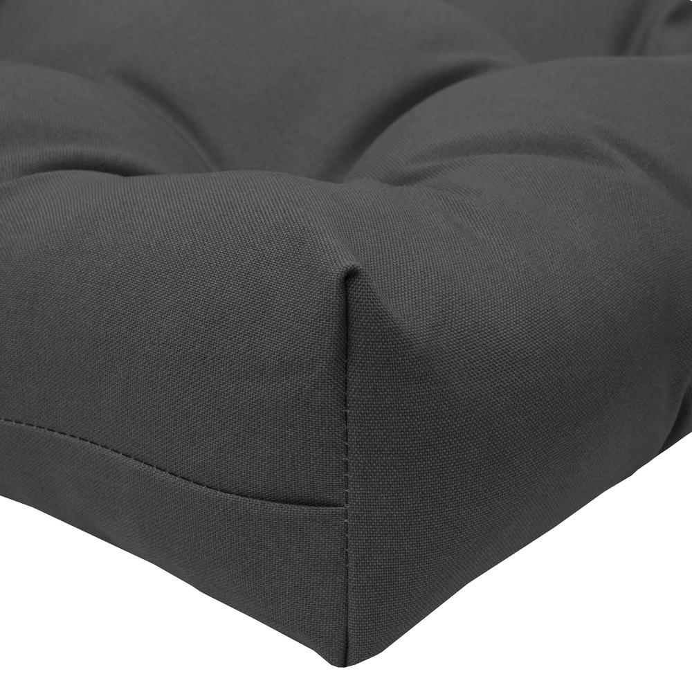 Ebony Outdoor Wicker Settee Cushion 44 x 19 in Solid Black. Picture 2