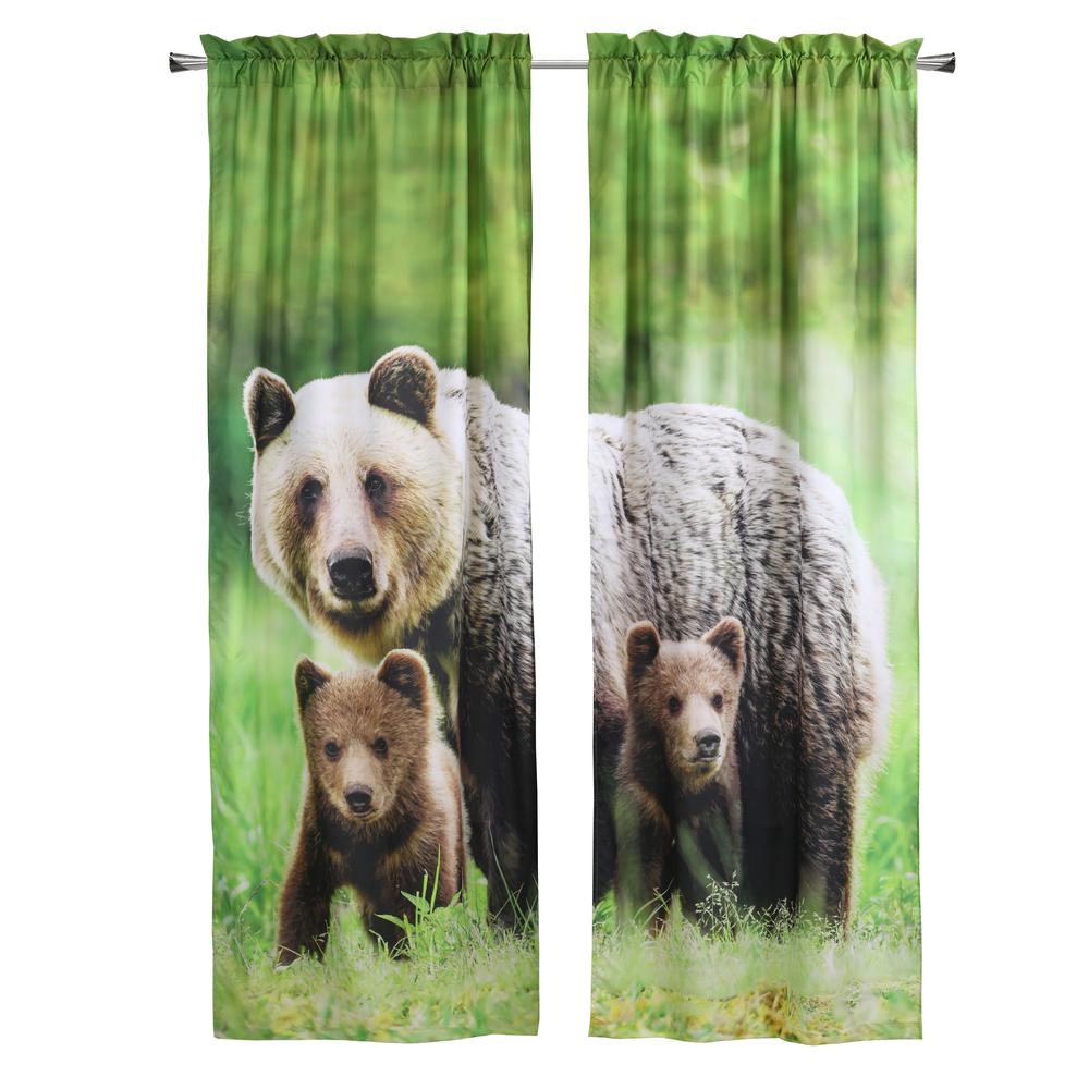 Photo Real Bears Light Filtering Pole Top Curtain Panel Pair each 37 x 84. Picture 2