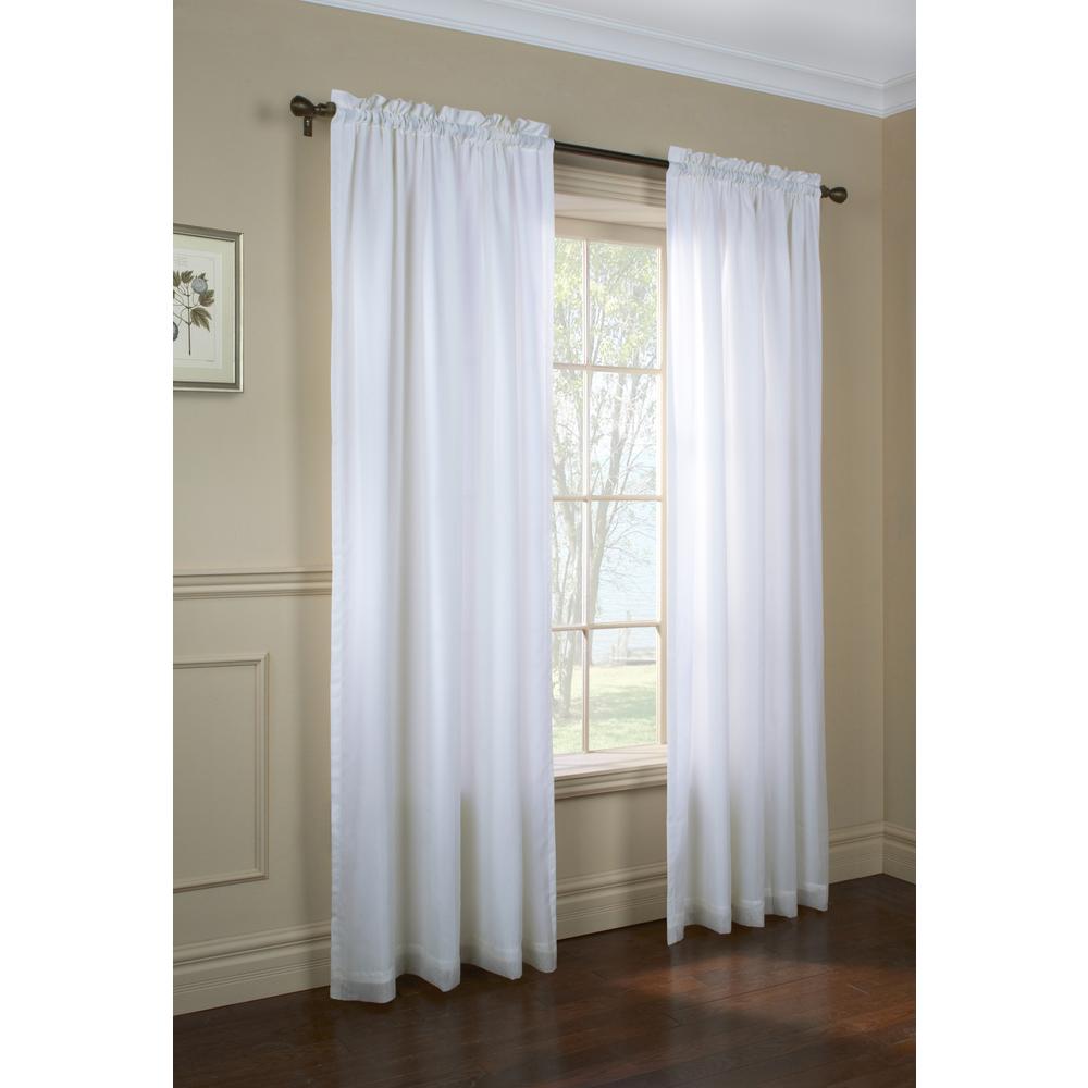 Rhapsody Lined Rod Pocket Curtain Panel Window Dressing 54 x 63 in White. Picture 1