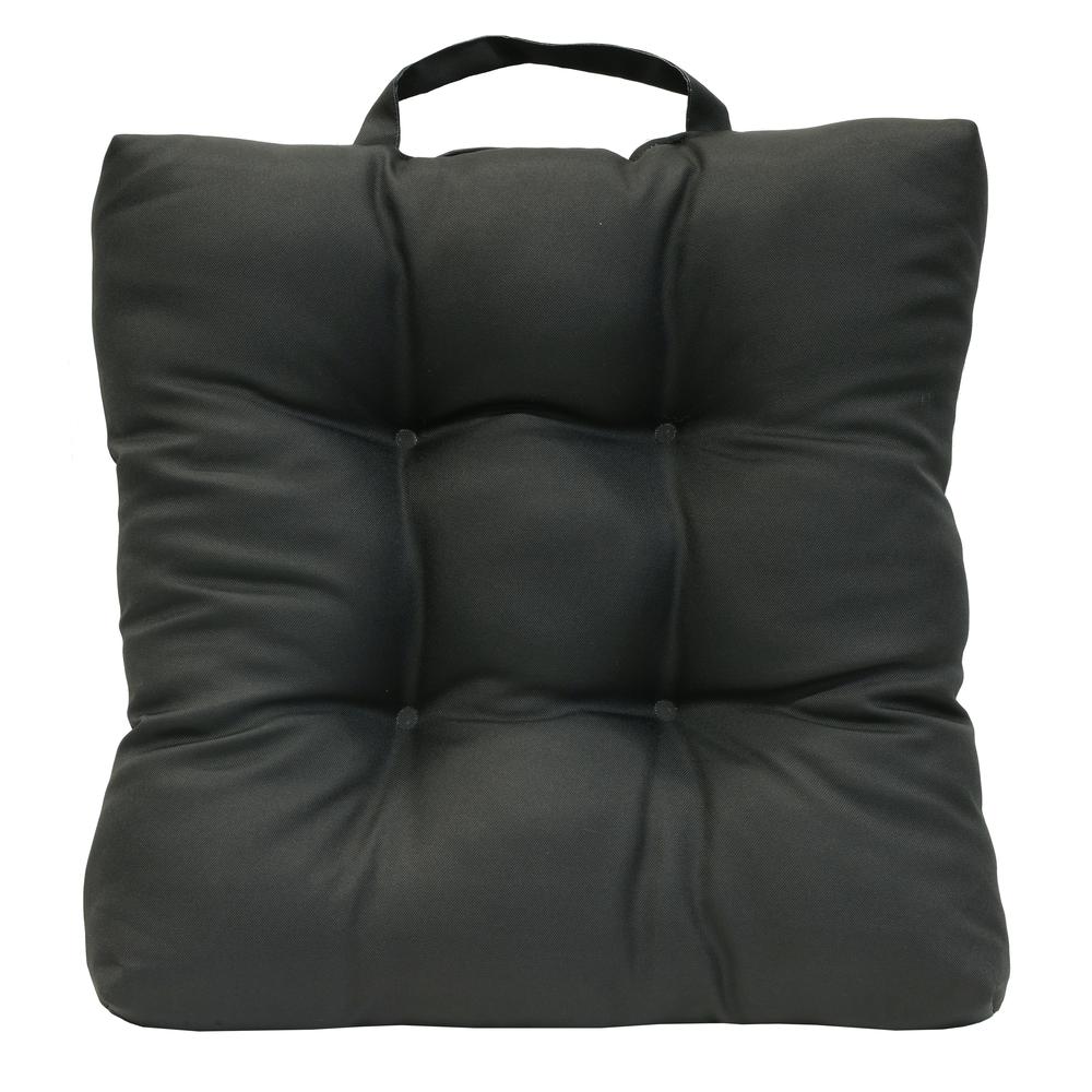 Ebony Outdoor Adirondack Cushion 20" x 20" in Solid Black. Picture 3