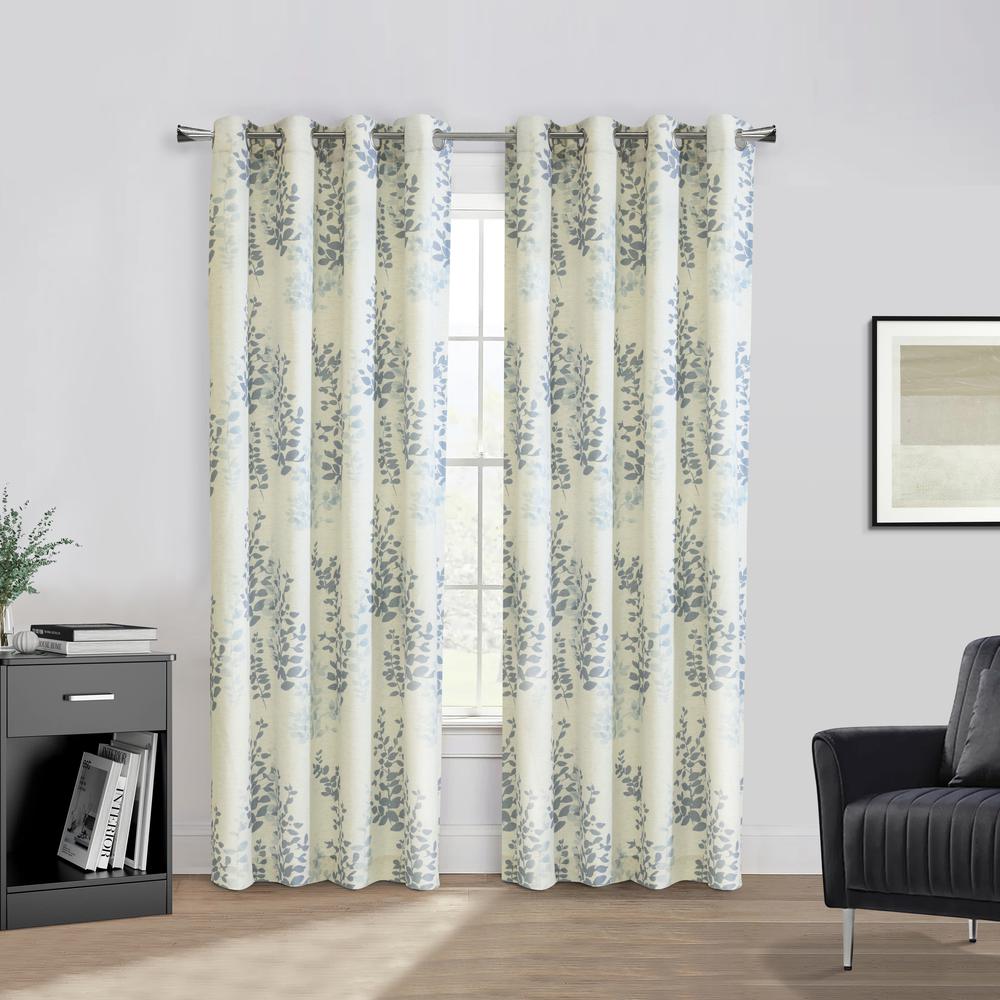 Lana Light Filtering Grommet Curtain Panel 50 x 108 in Blue. Picture 5