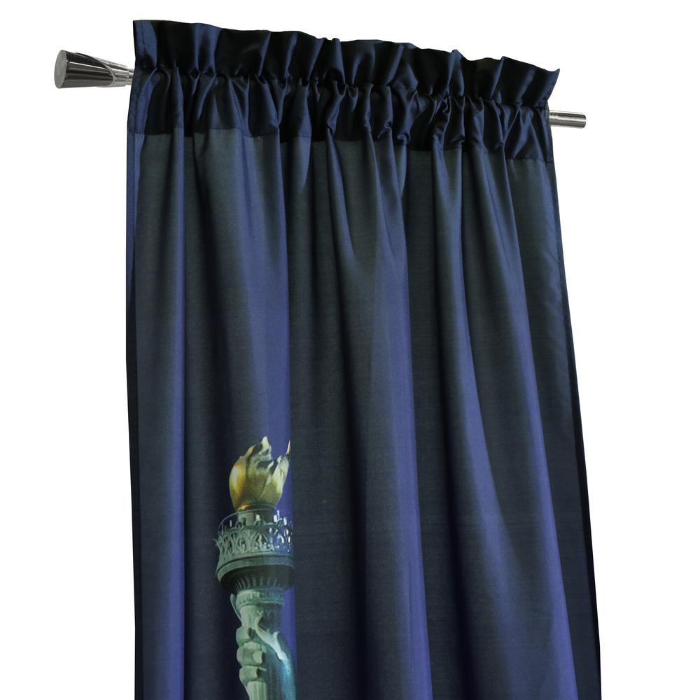 Photo Real Statue Of Liberty Light Filtering Pole Top Curtain Panel Pair. Picture 4