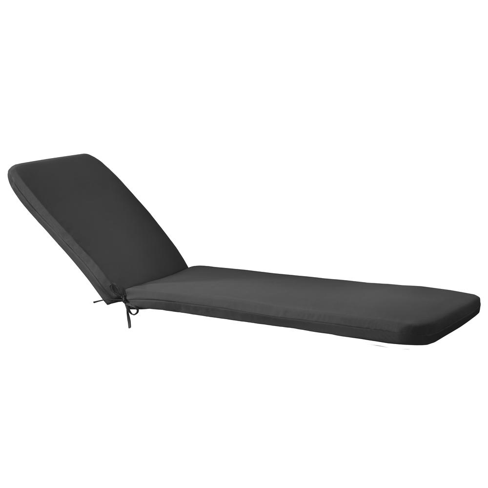 Ebony Outdoor Lounger Cushion 22 x 73 in Solid Black. Picture 1