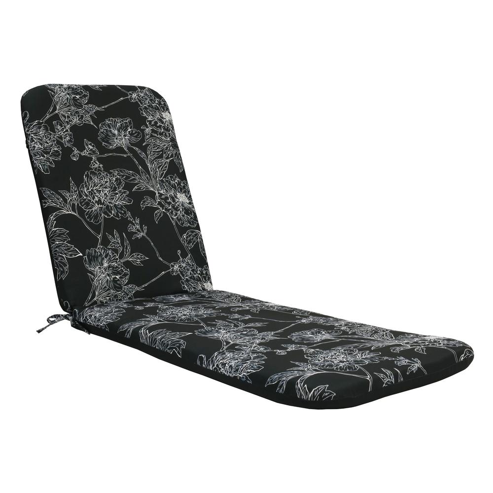 Flora Printed Lounger Cushion 22 x 73 in Black. Picture 2
