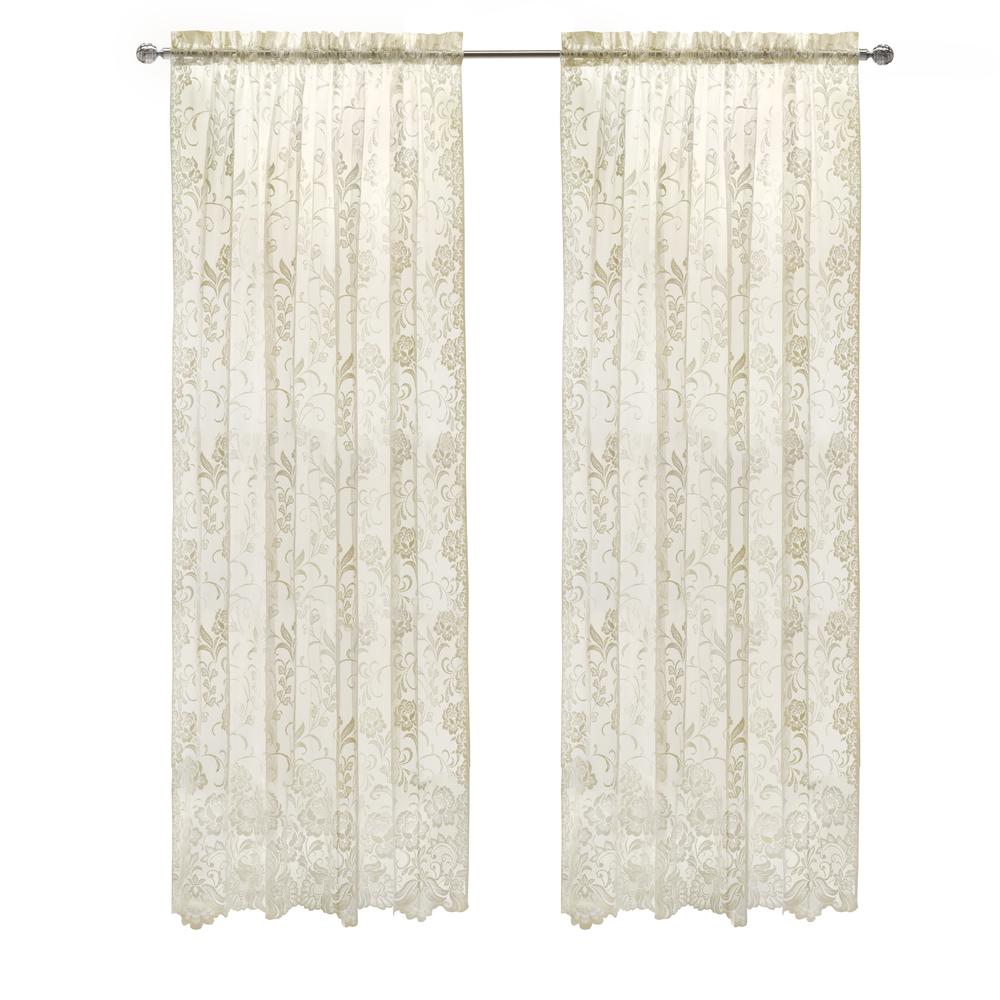 Limoges Sheer Rod Pocket Curtain Panel 55 x 63 in Ivory. Picture 1