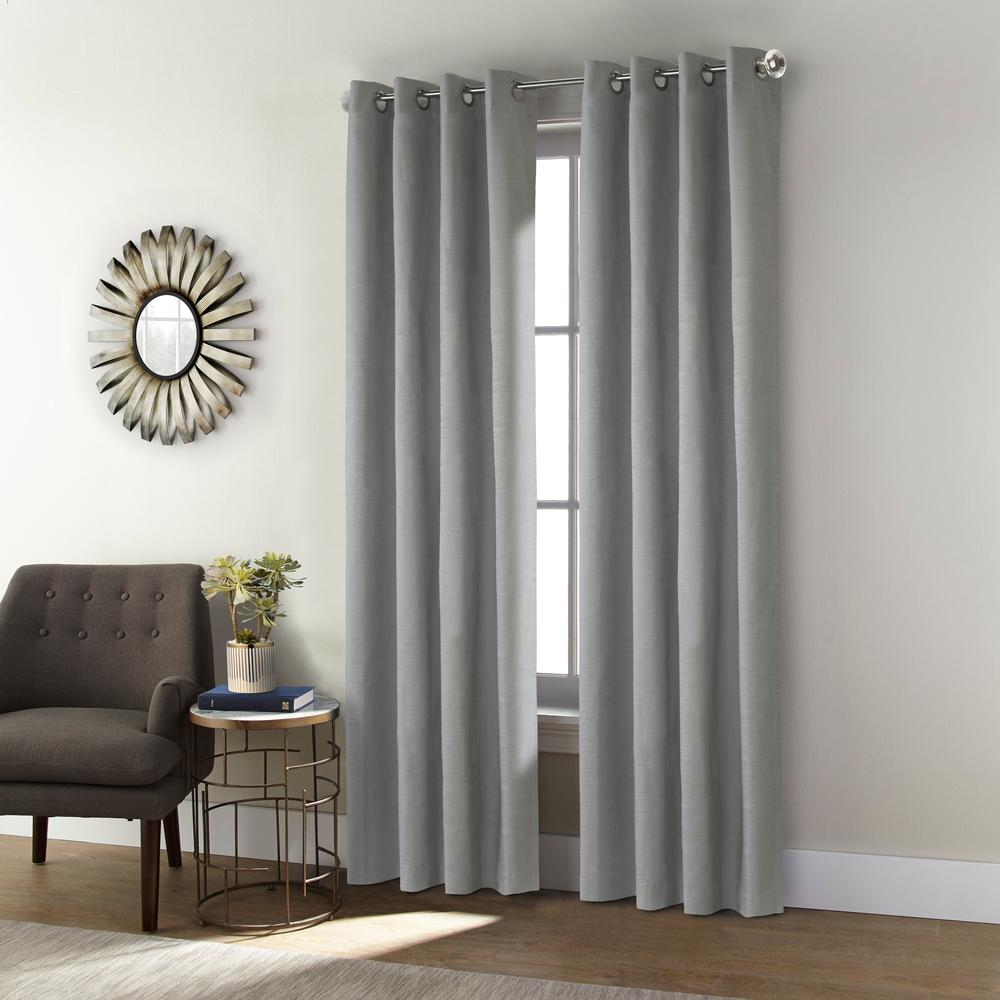 Shadow Blackout Grommet Curtain Panel 52 x 108 in Grey. Picture 3