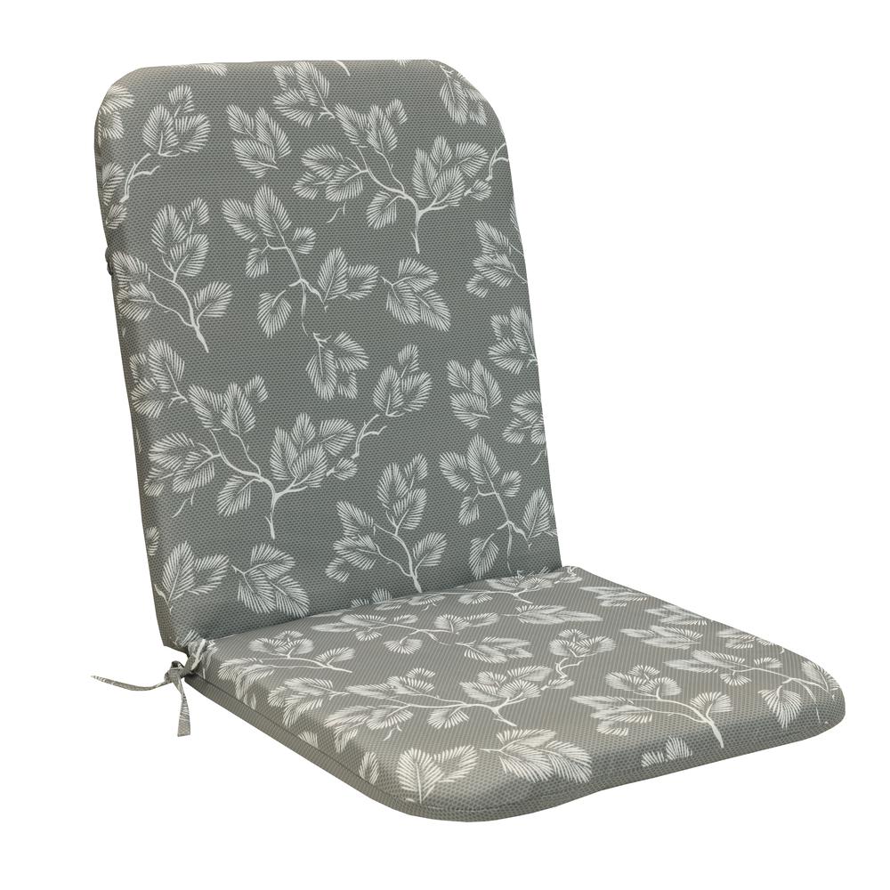 Sunny Citrus Outdoor Leaf Print High Back Cushion 22 x 44 in Grey. Picture 1