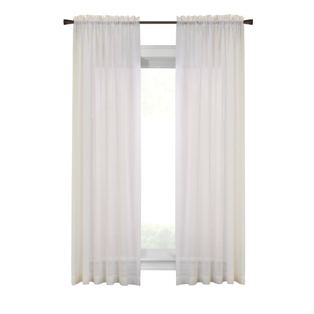 Cote d'Azure Sheer Rod Pocket Curtain Panel 56 x 95 in Ivory. Picture 1