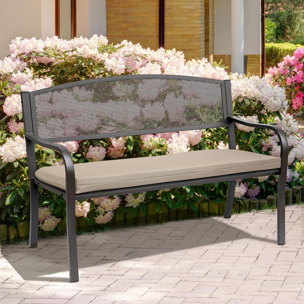 Nature Outdoor Bench Seat Cushion 48 x 18 in Solid Taupe. Picture 1