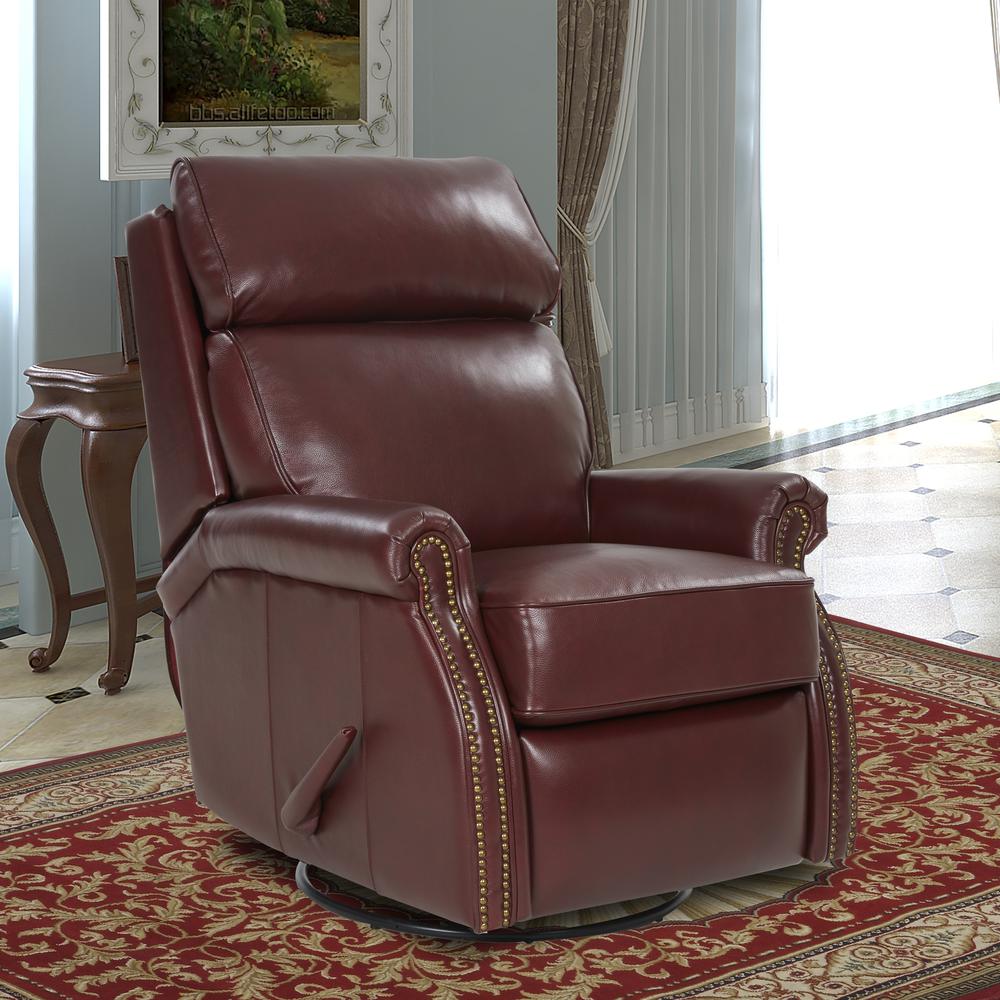Crews Swivel Glider Recliner, Marisol Cabernet / All Leather. Picture 5