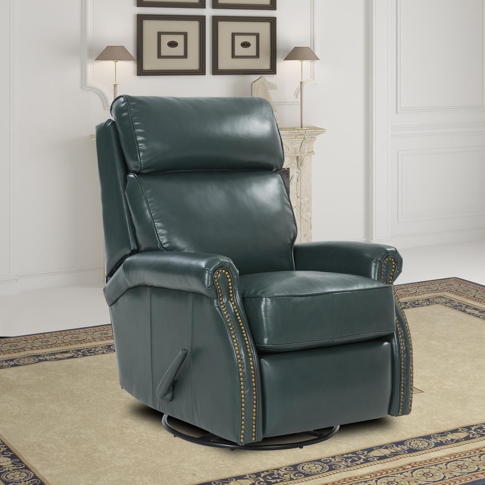 Crews Swivel Glider Recliner, Highland Emerald / All Leather. Picture 5