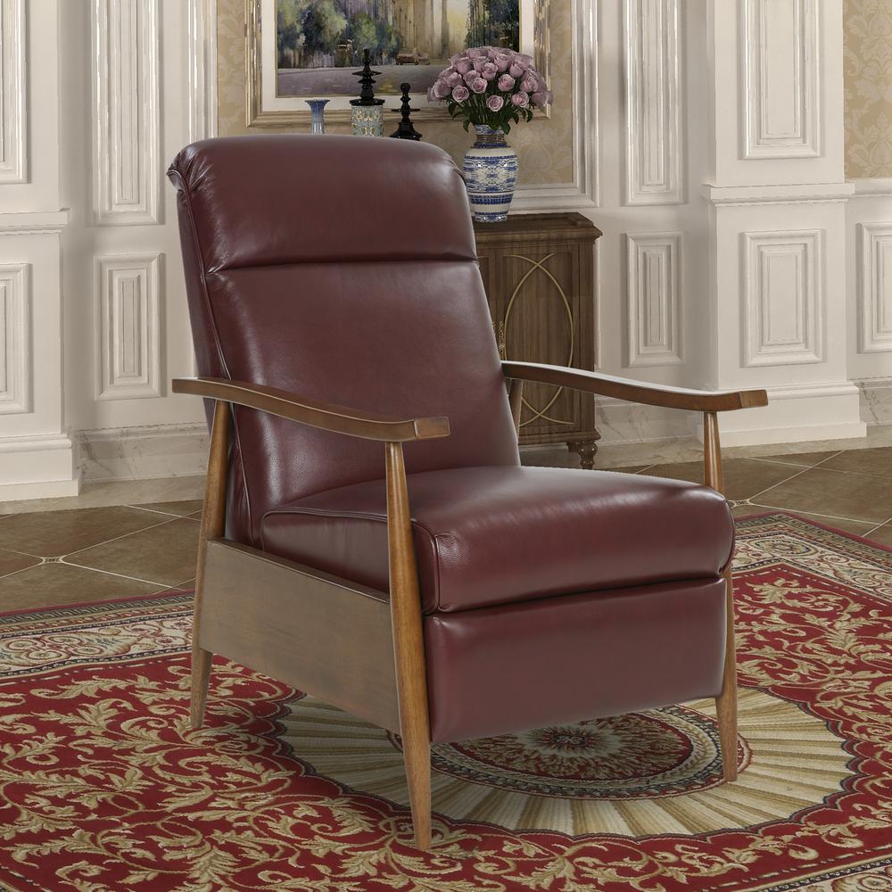 Hampton Push Thru The Arms Recliner, Marisol Cabernet / All Leather. Picture 6