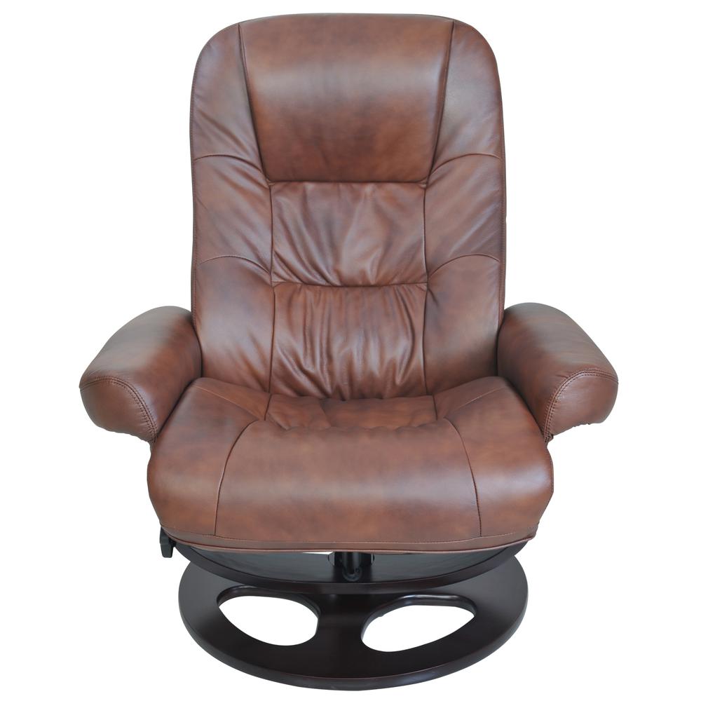 15-8021 Jacque Swivel Pedestal Recliner w/Ottoman, Whiskey. Picture 6