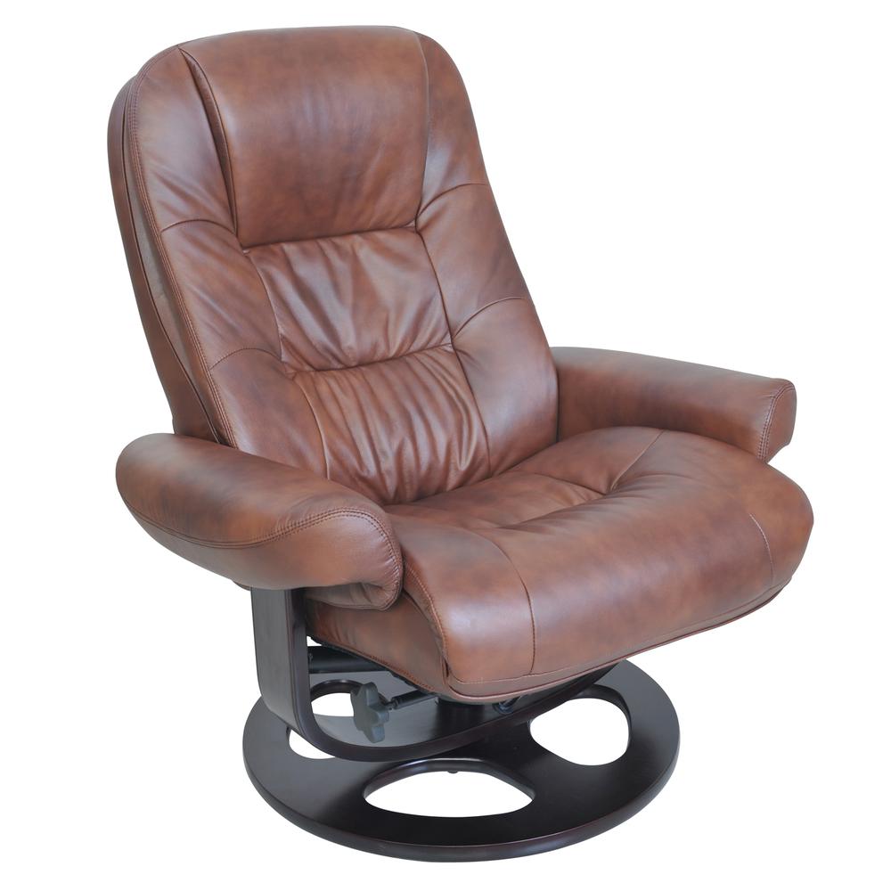 15-8021 Jacque Swivel Pedestal Recliner w/Ottoman, Whiskey. Picture 1