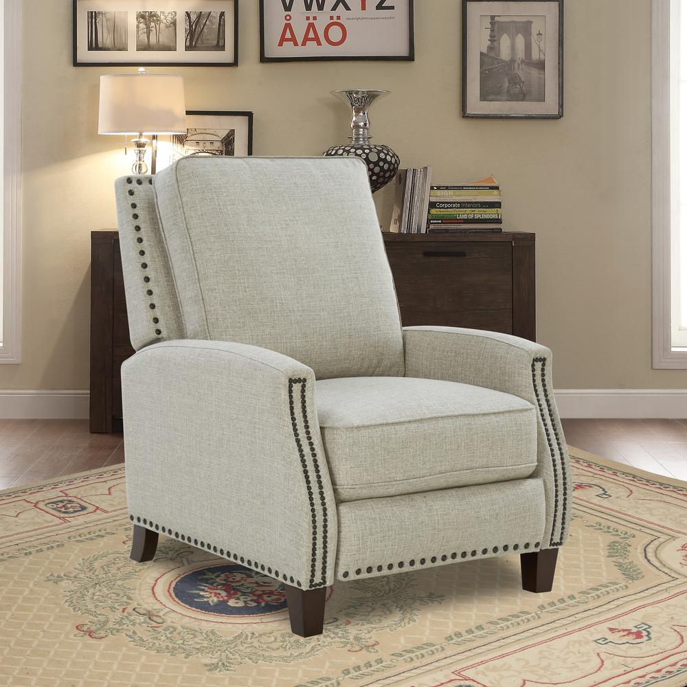 Melrose Recliner, Linen Gray / Fabric. Picture 5