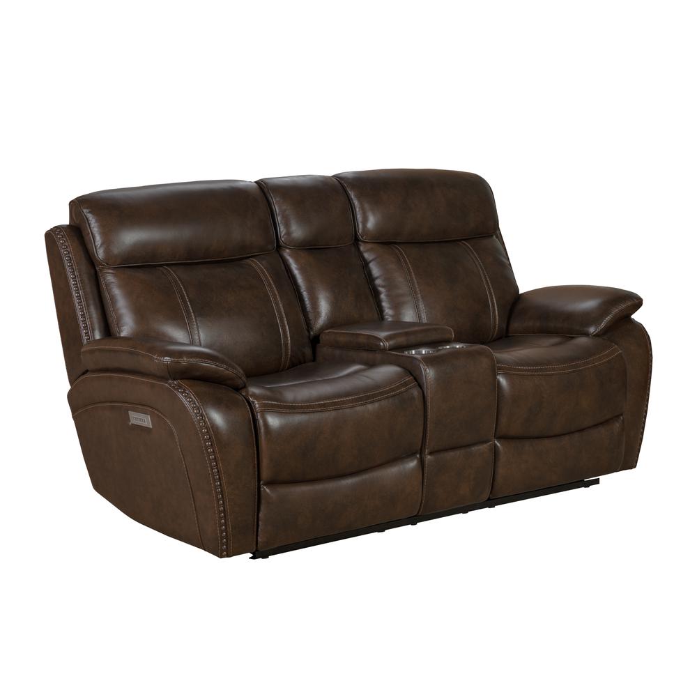 24PHL-3703 Sandover Power Reclining Console Loveseat, Chocolate. Picture 2