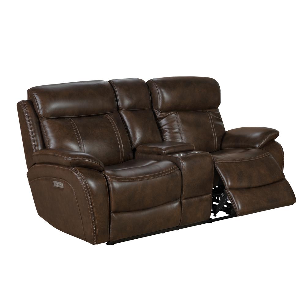 24PHL-3703 Sandover Power Reclining Console Loveseat, Chocolate. Picture 3