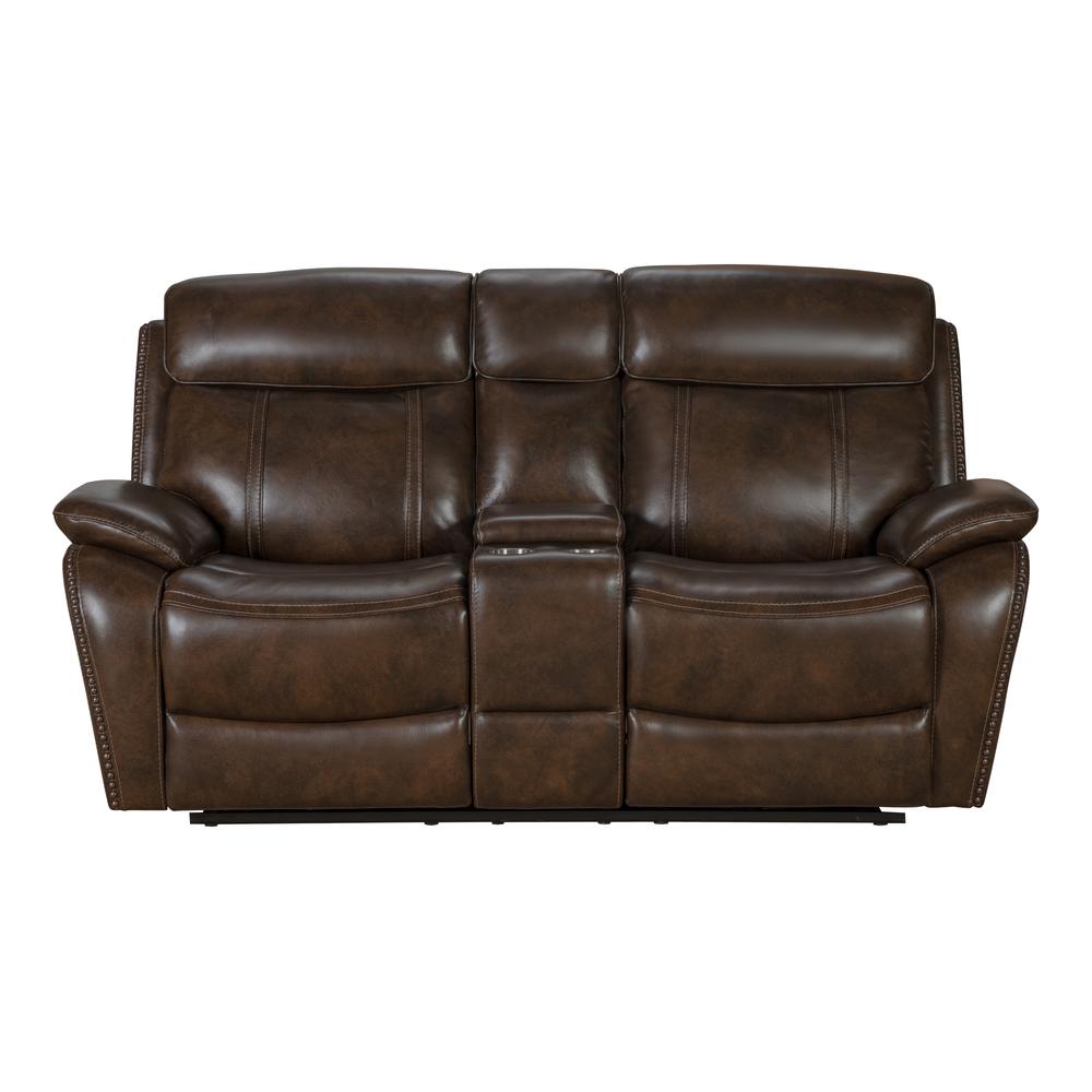24PHL-3703 Sandover Power Reclining Console Loveseat, Chocolate. Picture 4