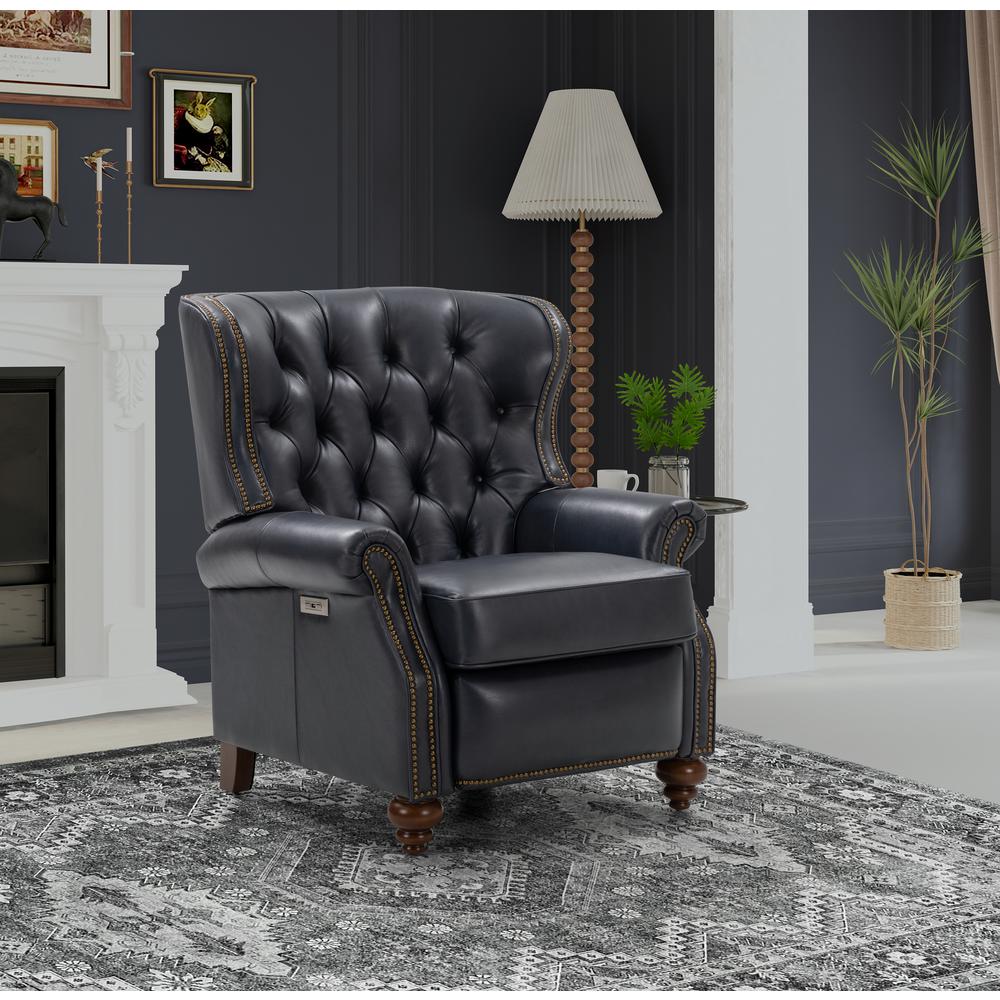 Writer's Chair Power Recliner, Barone Navy Blue / All Leather. Picture 6